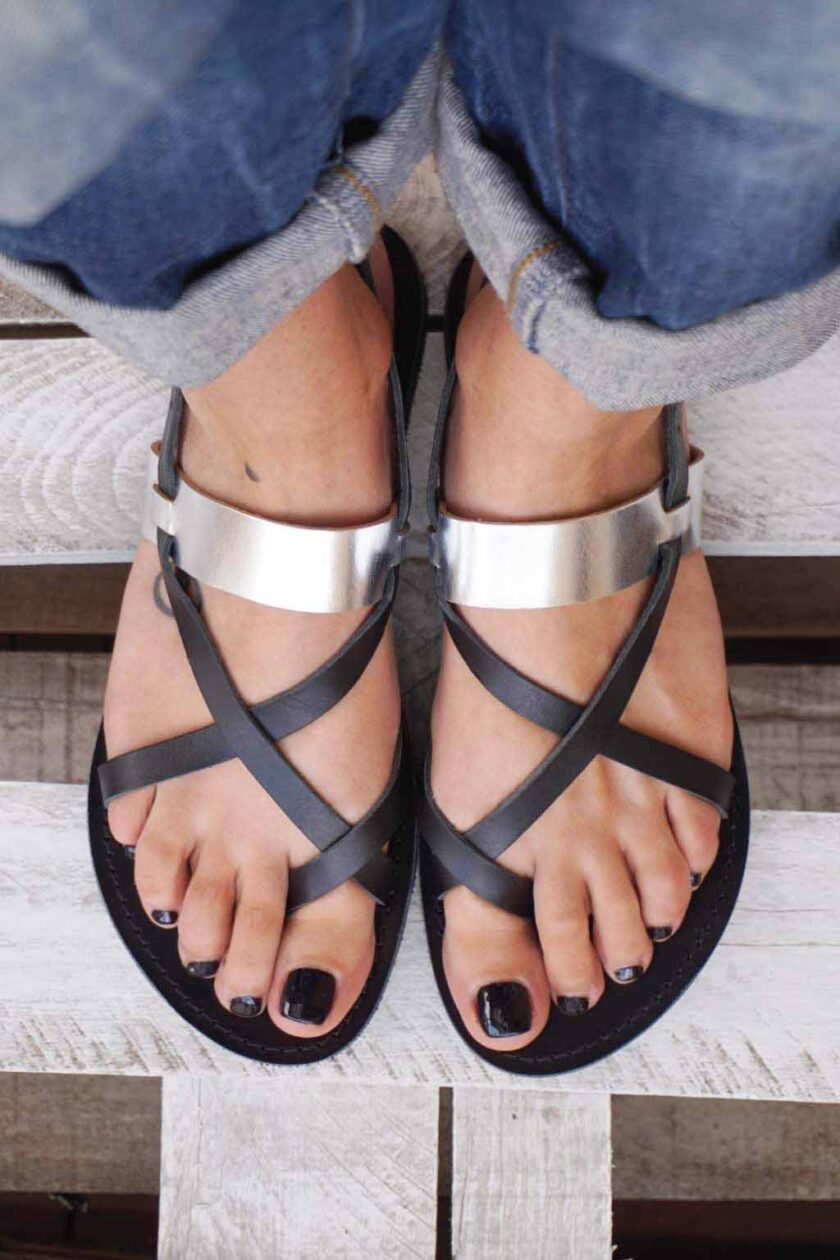 Greek sandals FUNKY PEOPLE, black