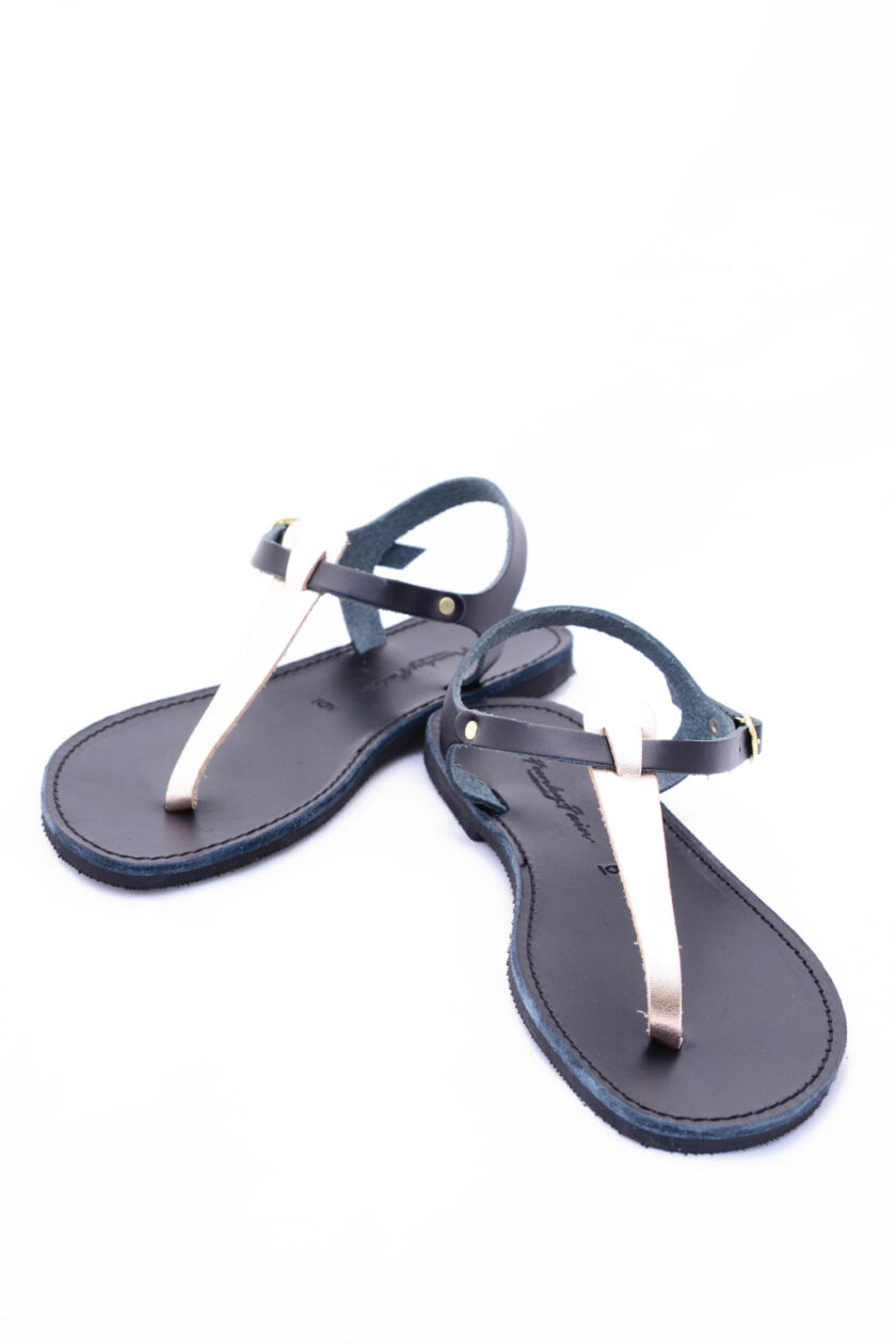 FUNKY ALLNUDE genuine leather low-heeled sandals, bronze