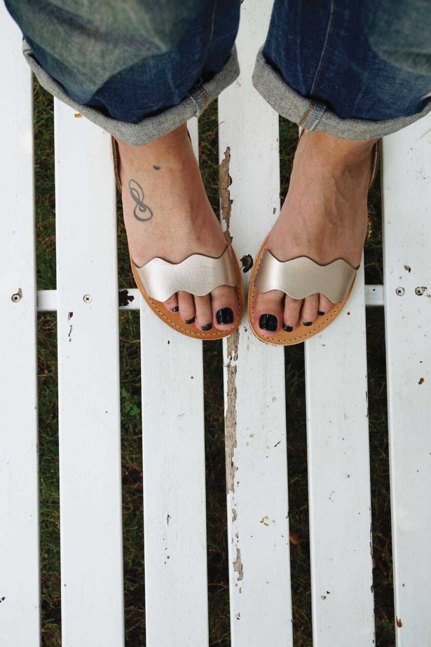 FUNKY VIBE women's genuine leather sandals, metallic gray
