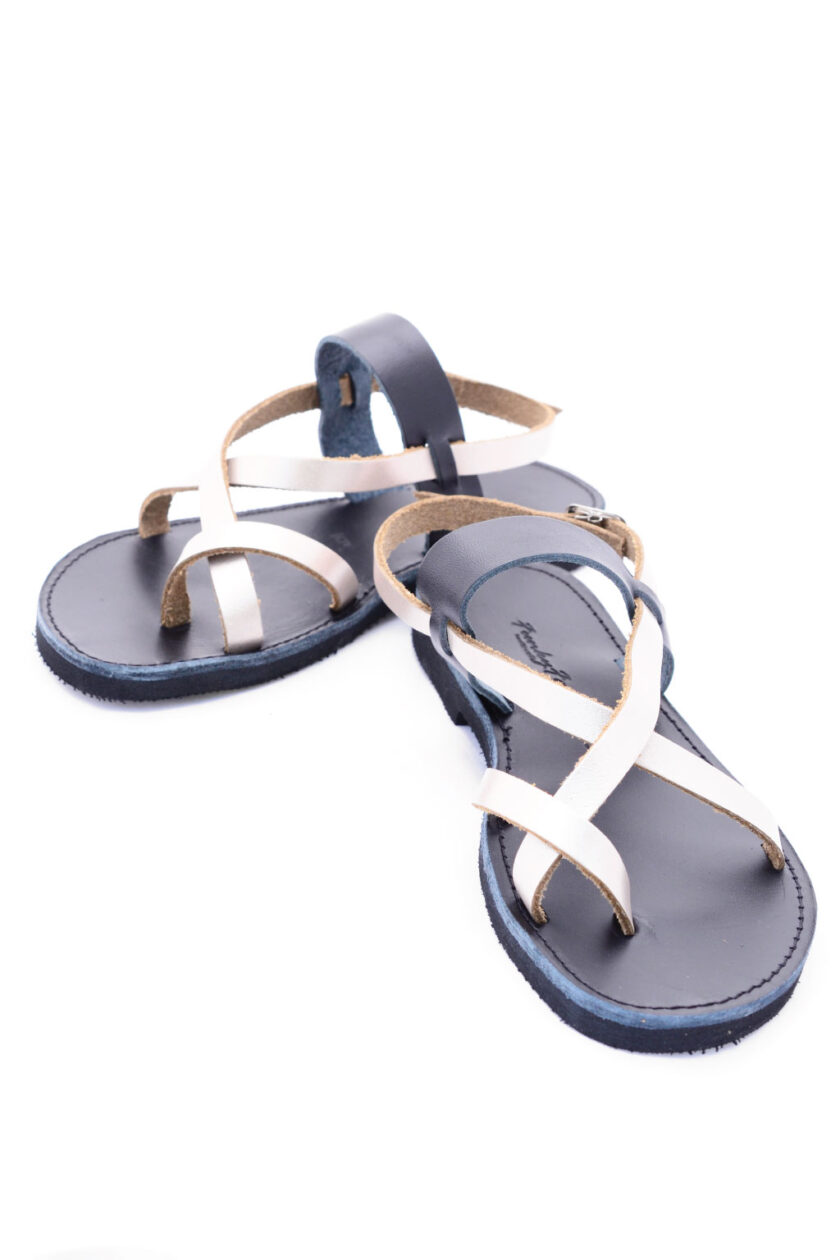 Greek sandals FUNKY PEOPLE, metallic gray