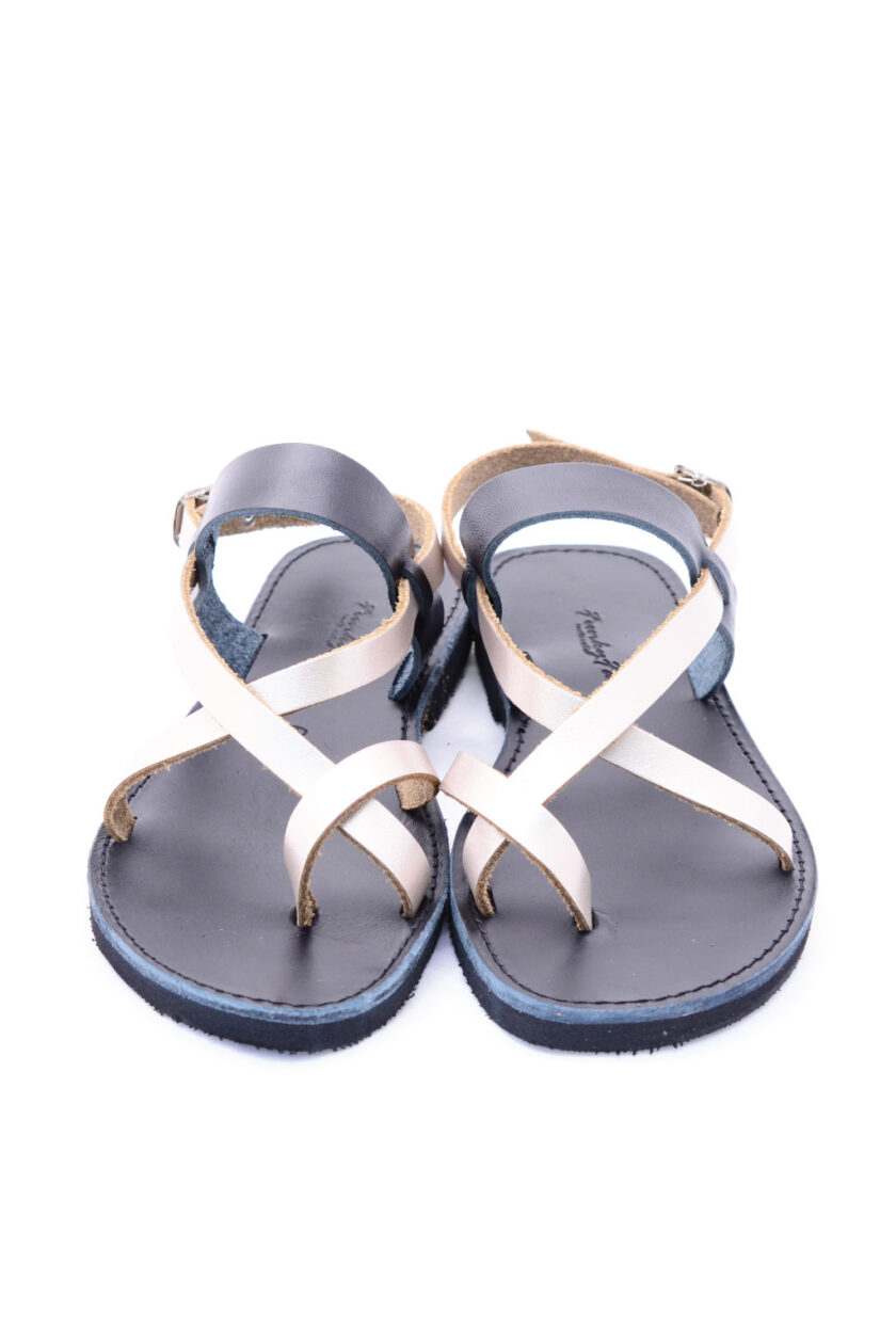 Greek sandals FUNKY PEOPLE, metallic gray