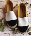 SO FUNKY women's genuine leather espadrilles, white - yellow
