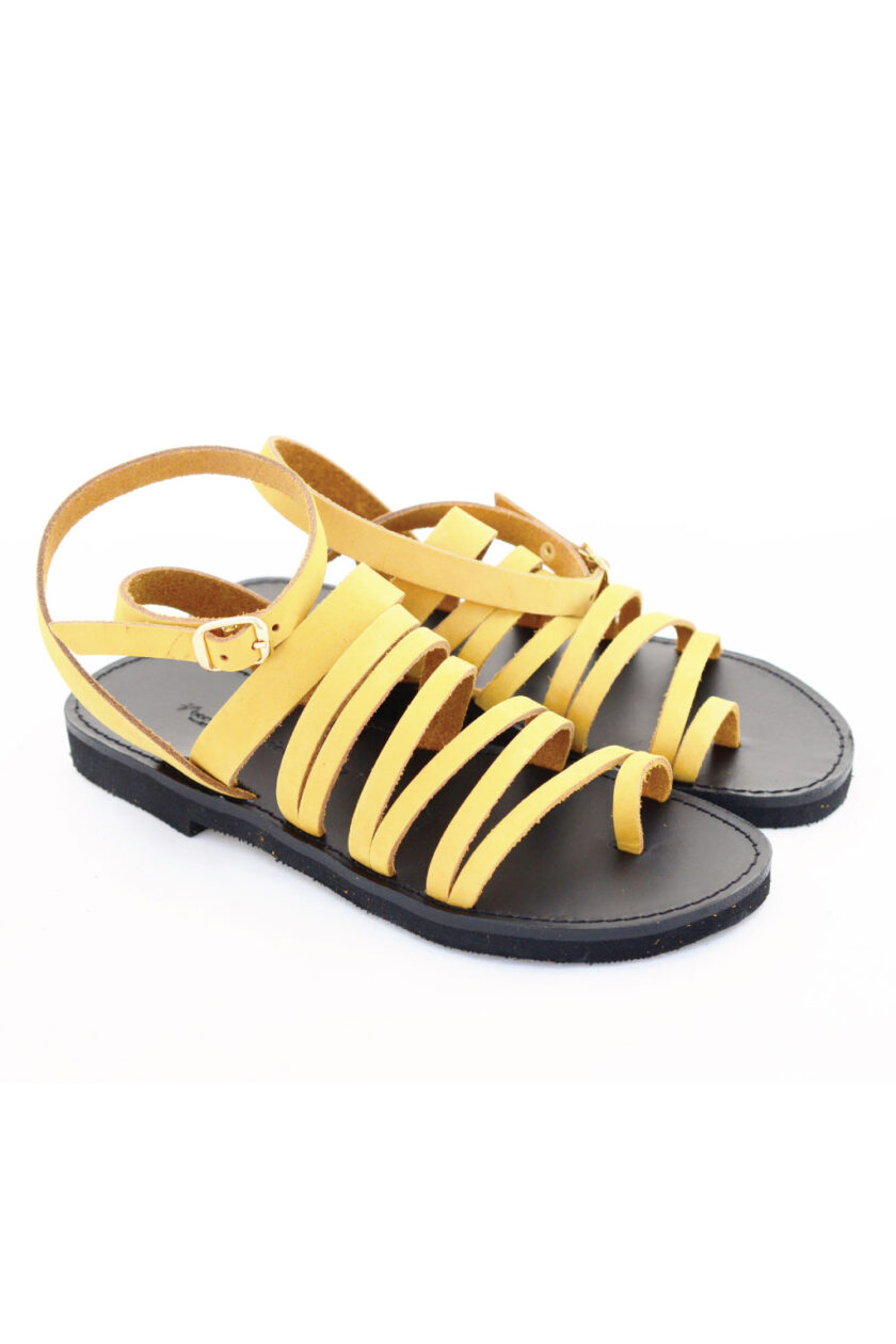 FUNKY FIT genuine leather sandals, yellow - mustard