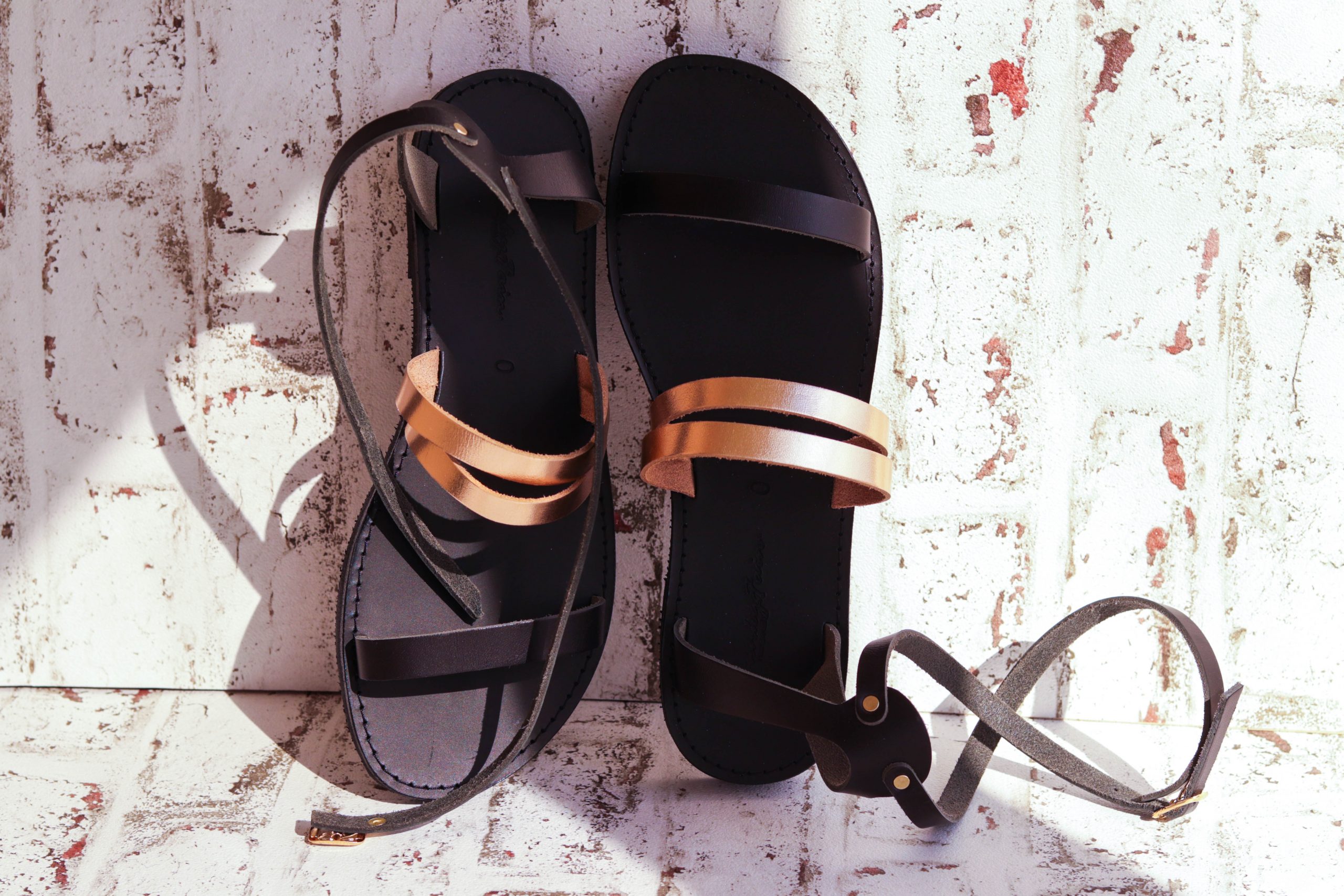 FUNKY GLAM natural leather sandals, bronze