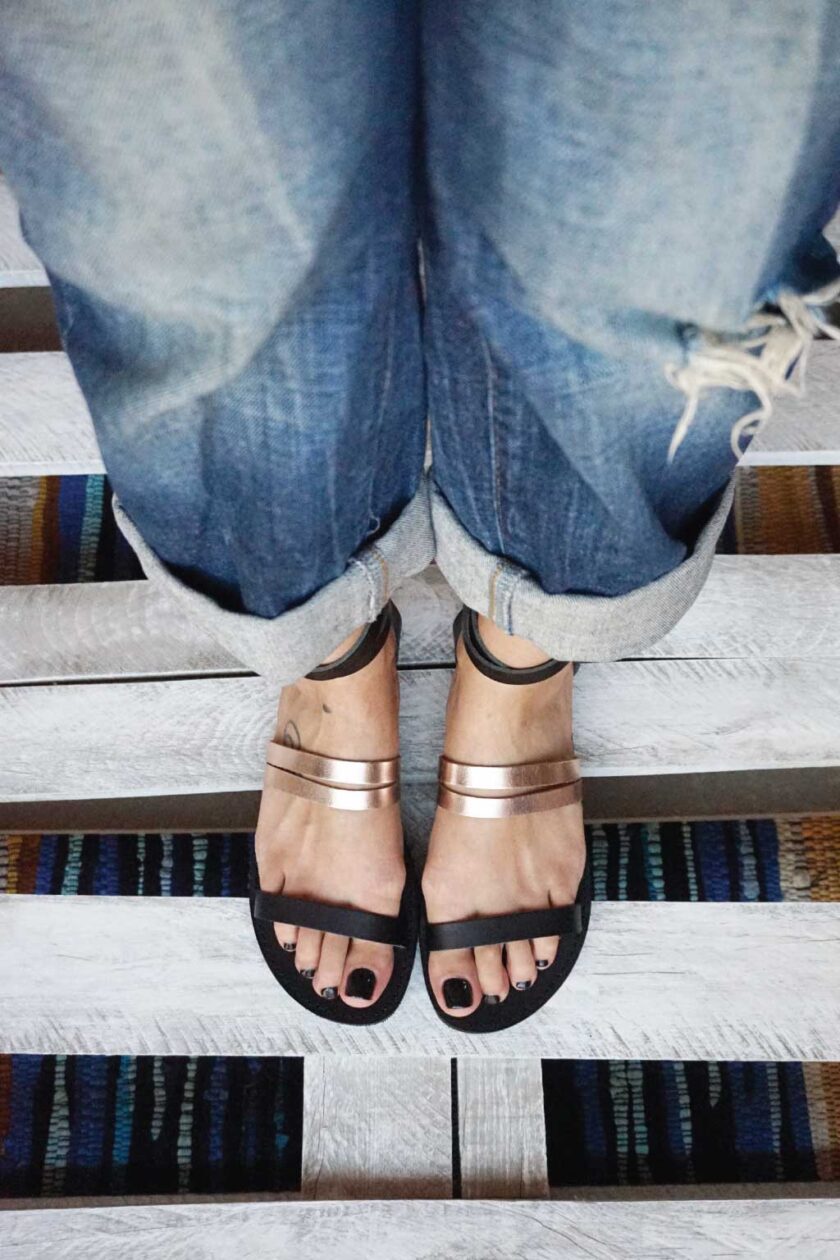 FUNKY GLAM natural leather sandals, bronze