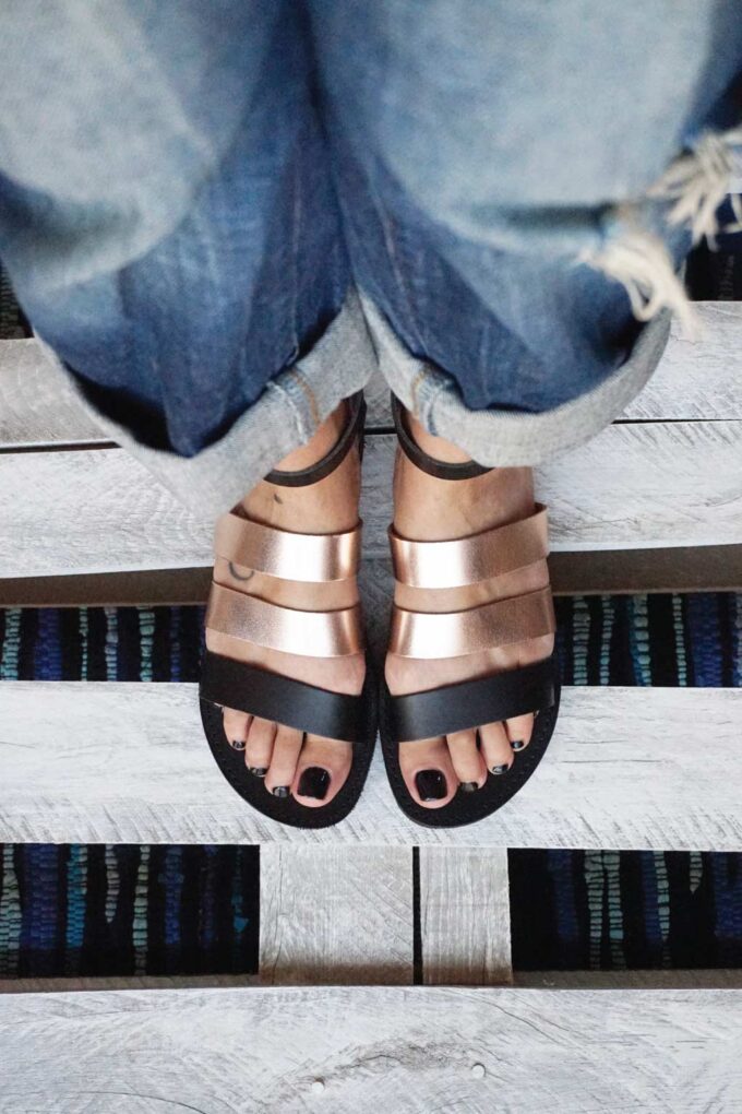 FUNKY MUM low-heeled sandals, bronze
