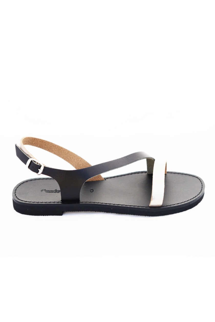 FUNKY STRIPES low-heeled sandals, metallic gray