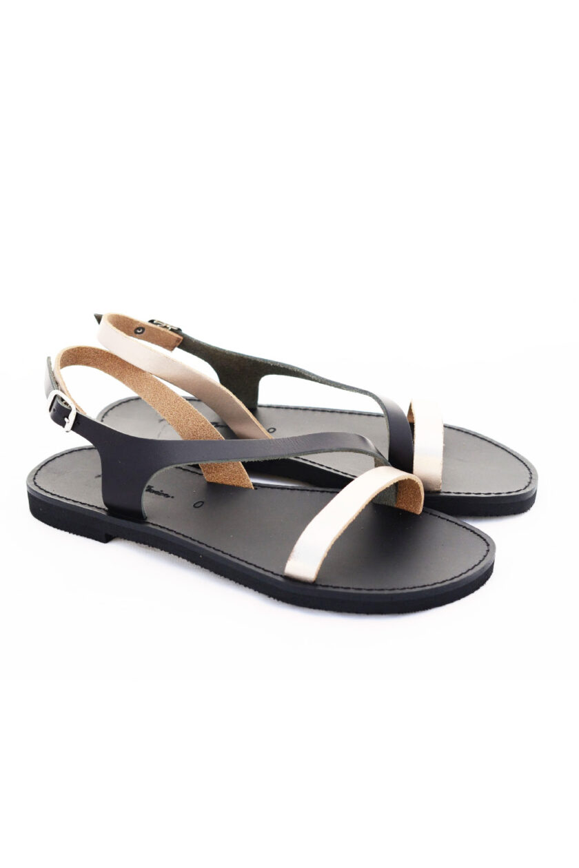 FUNKY STRIPES low-heeled sandals, metallic gray
