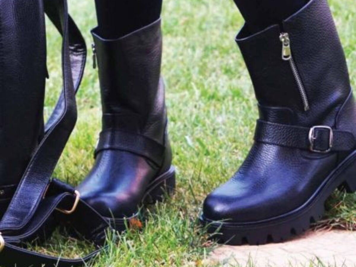 biker style leather boots