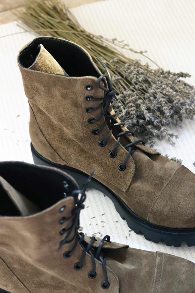 FUNKY ROCK genuine leather women's boots, khaki