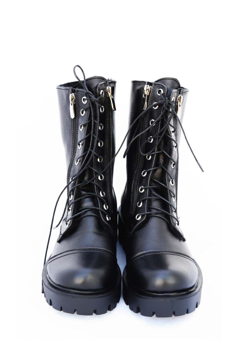 Genuine leather boots with FUNKY ROCK zippers, black