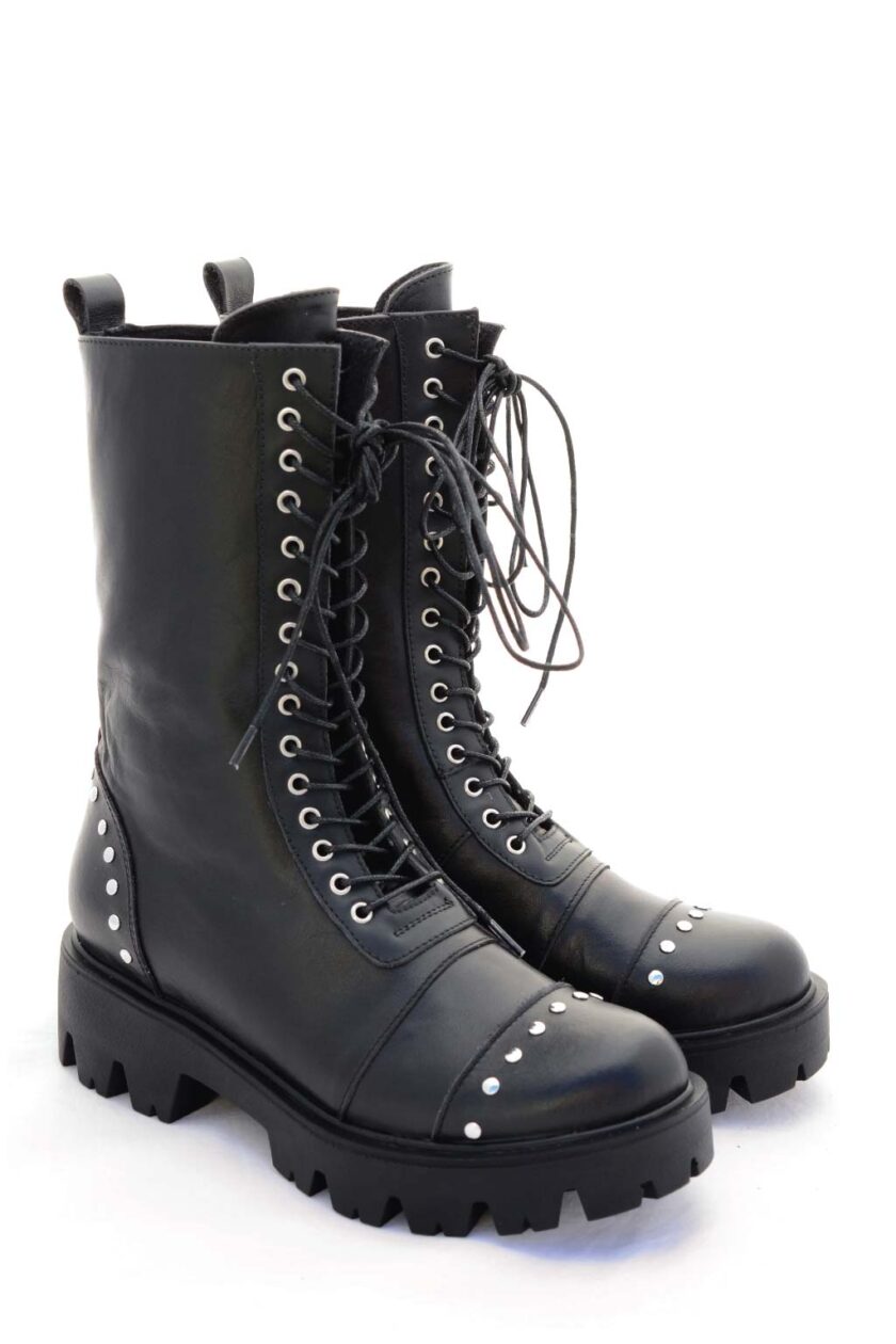Natural leather boots with FUNKY ELECTRIC targets, black