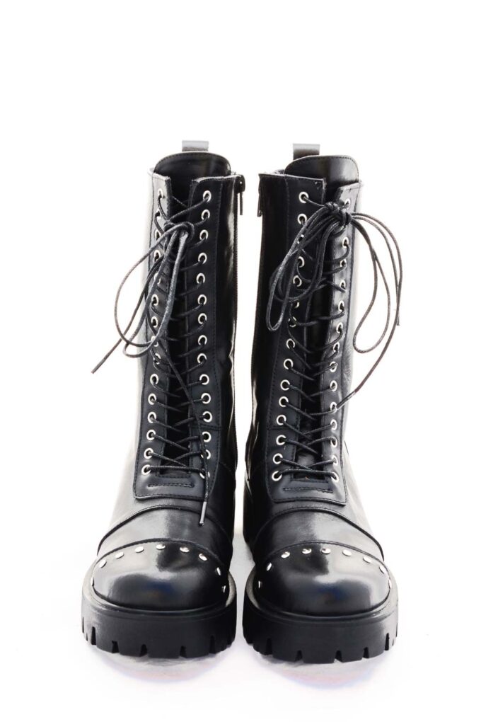 Natural leather boots with FUNKY ELECTRIC targets, black