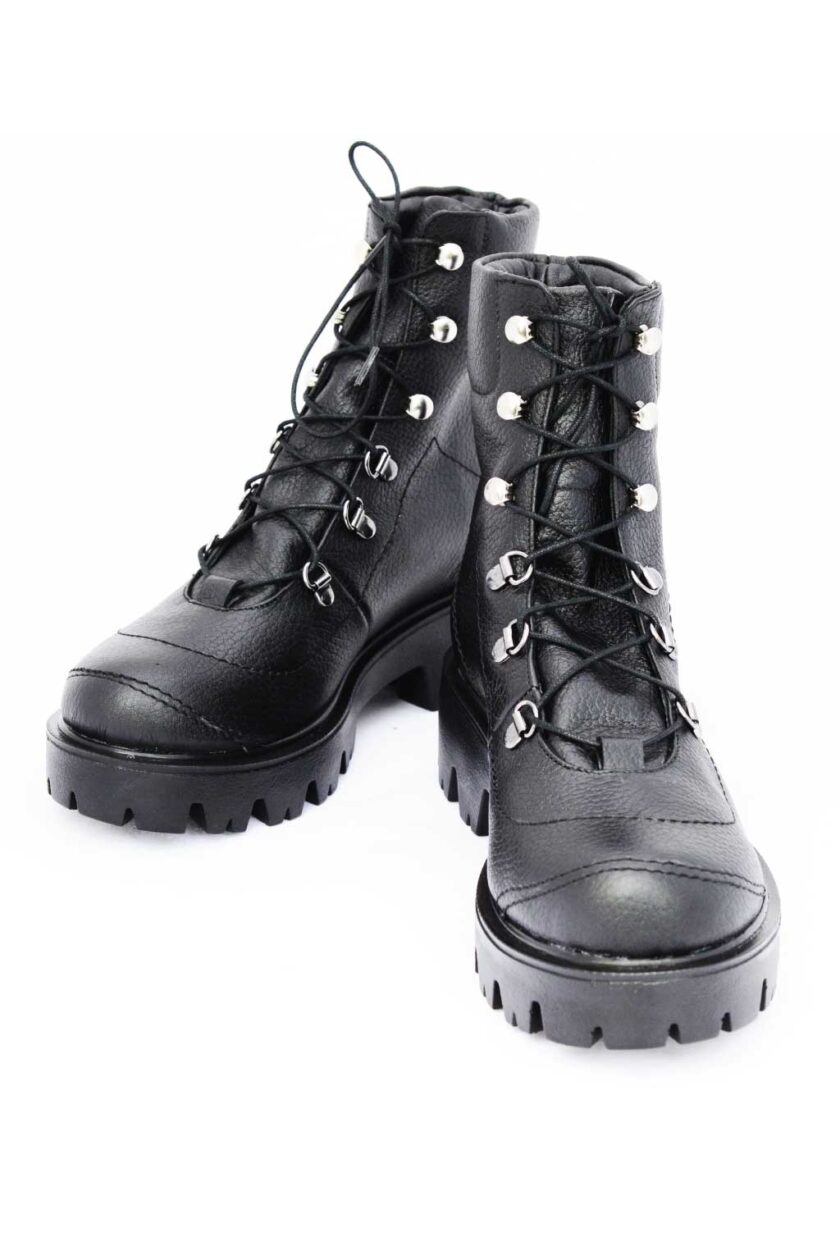 Women's black boots with decorative seams FUNKY CUT