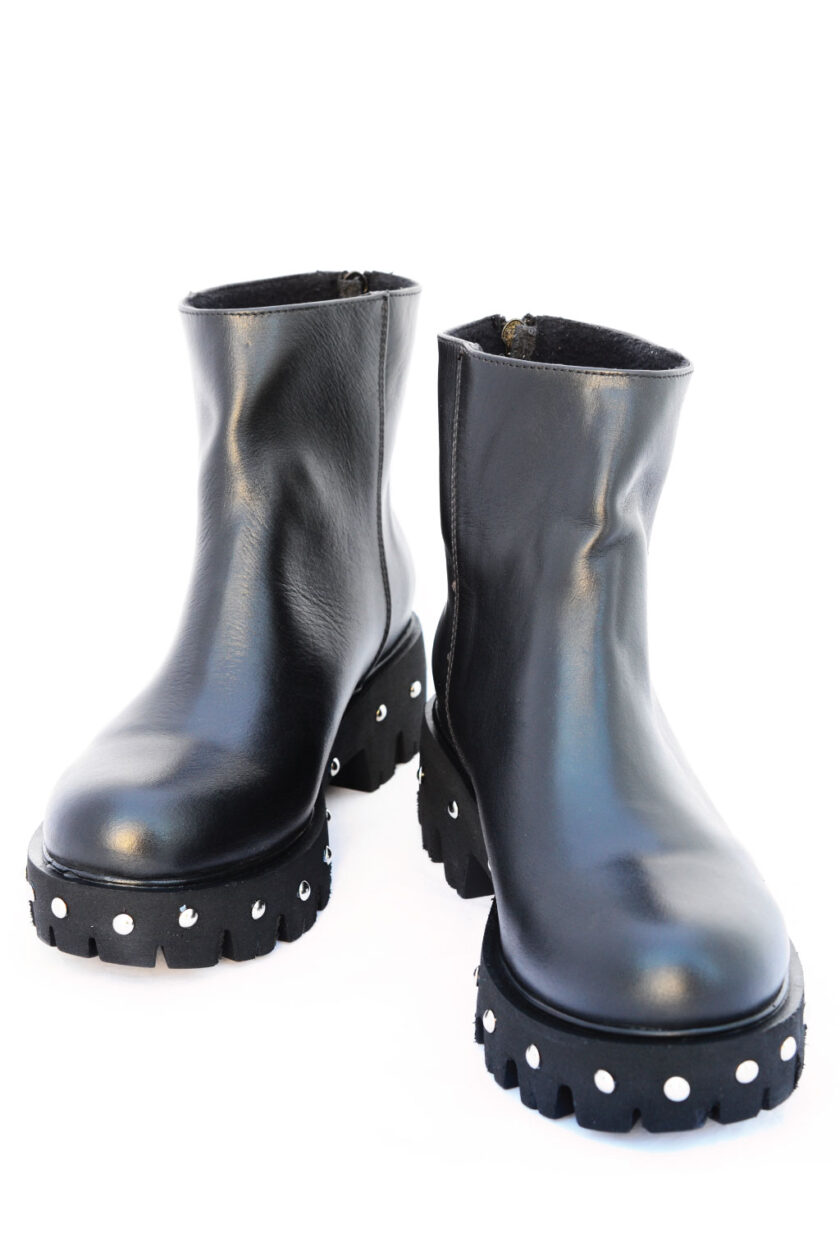 Women's black genuine leather boots FUNKY WAY