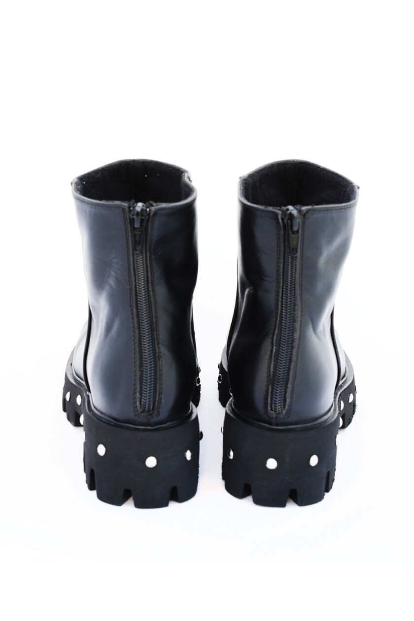 Women's black genuine leather boots FUNKY WAY