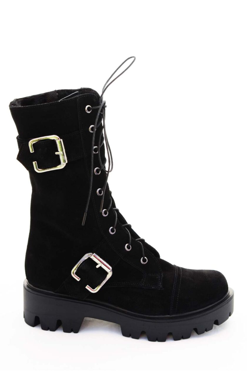 Women's boots with buckles FUNKY LOOK, black