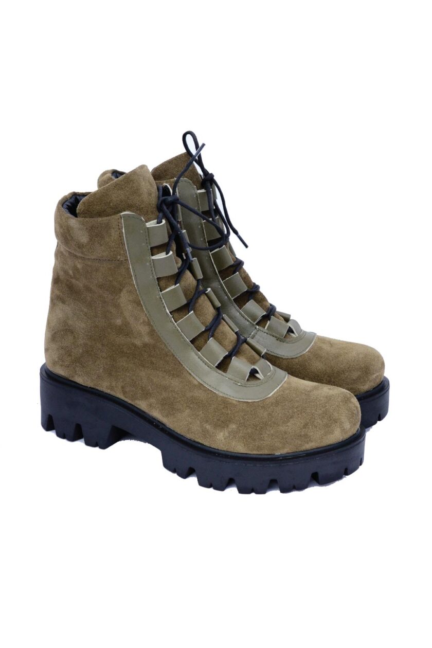 Women's boots with laces FUNKY SMART, khaki
