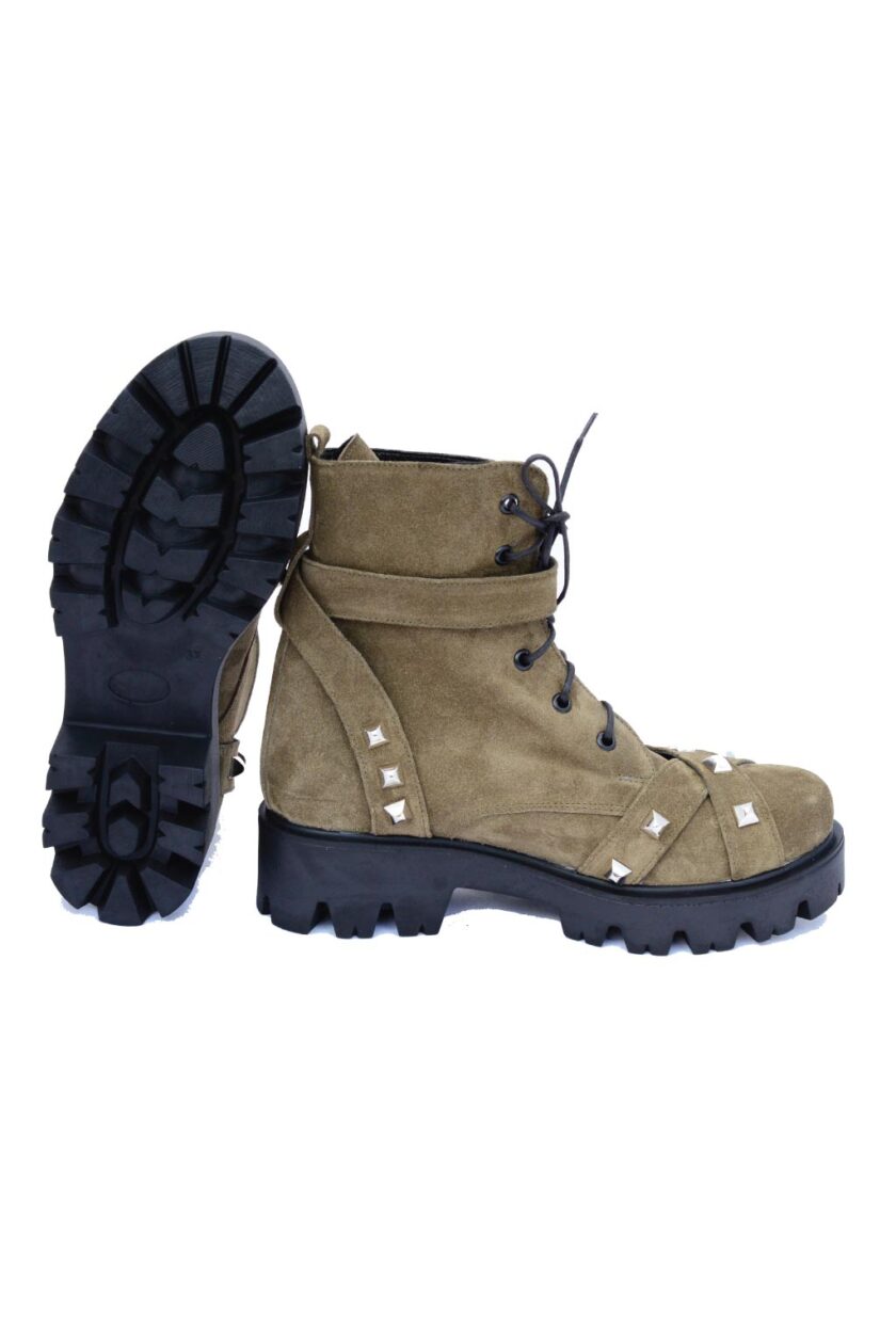 Women's high boots with targets FUNKY GIRL, khaki