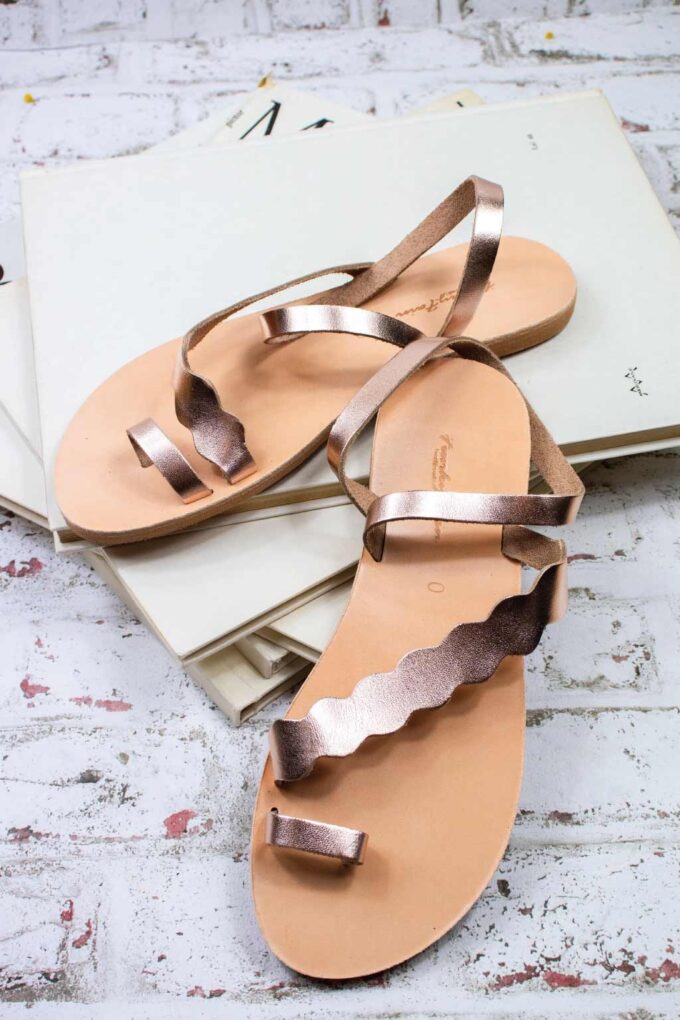 FUNKY FABULOUS strappy sandals in rose gold leather