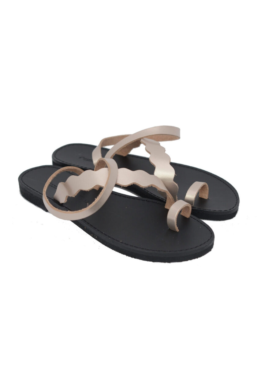 FUNKY FABULOUS strappy sandals in metallic taupe leather