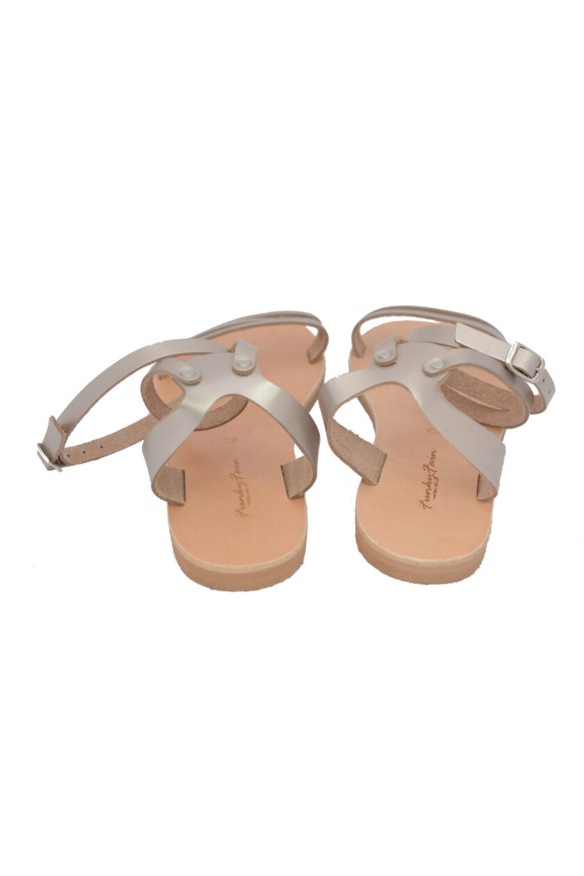 FUNKY FEMME ankle strap sandal in metallic taupe