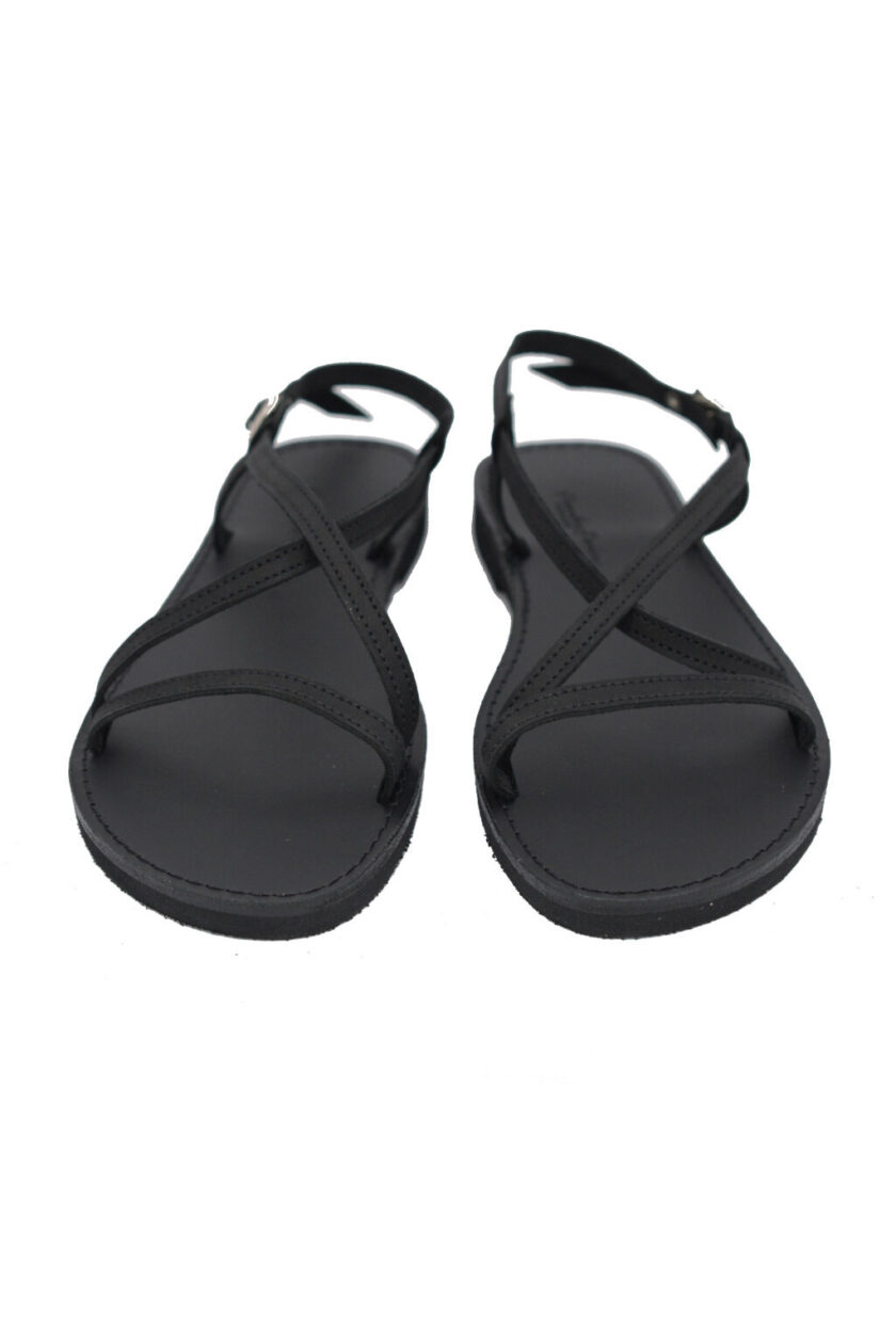 FUNKY GIRL strappy sandals in black leather