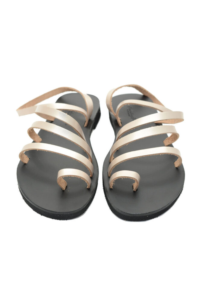 FUNKY FLAIR multi strap sandals in metallic leather