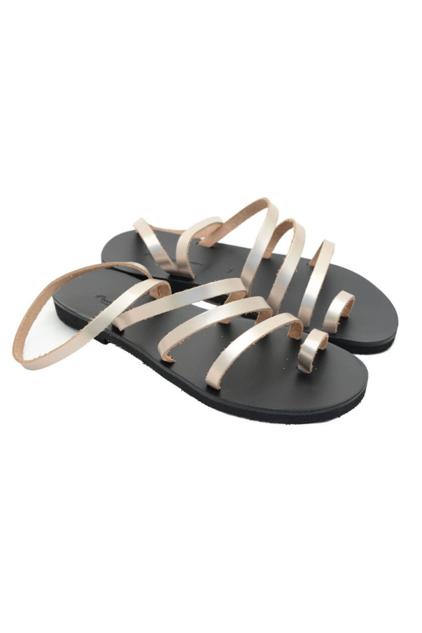 FUNKY FLAIR multi strap sandals in metallic leather