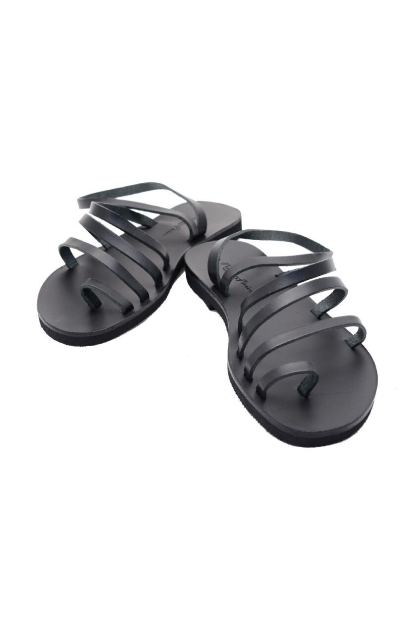 FUNKY FLAIR multi strap leather sandals in black