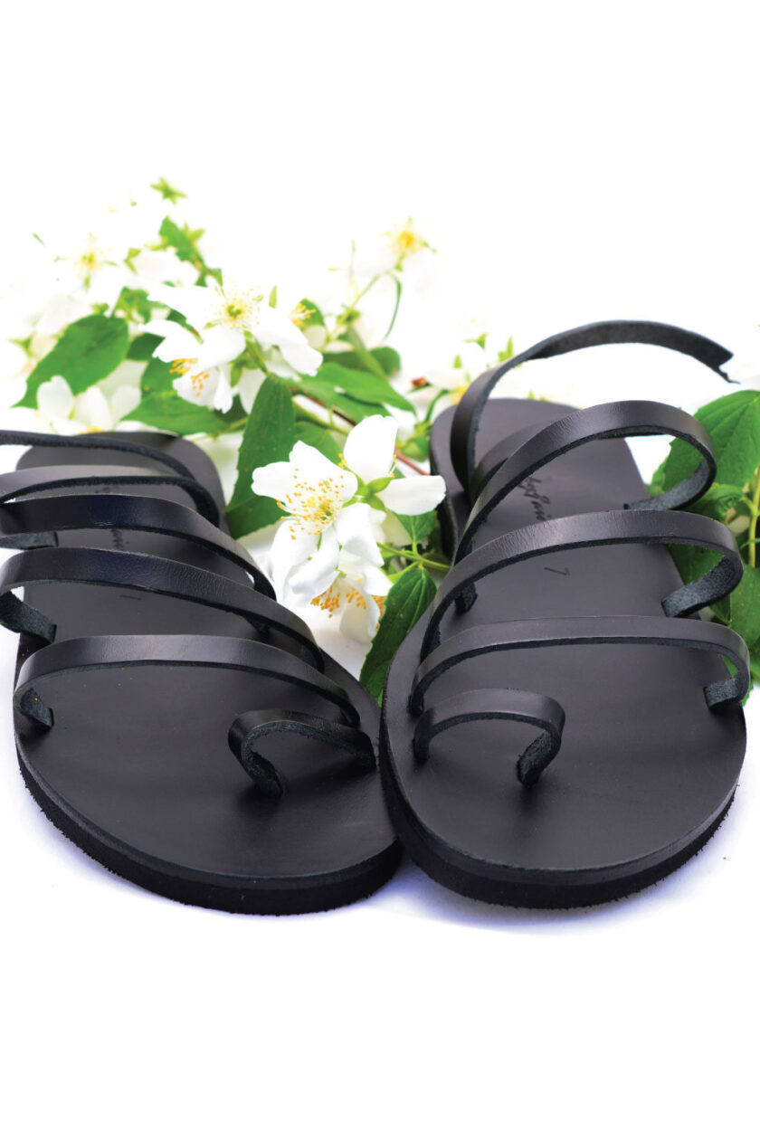 FUNKY FLAIR multi strap leather sandals in black