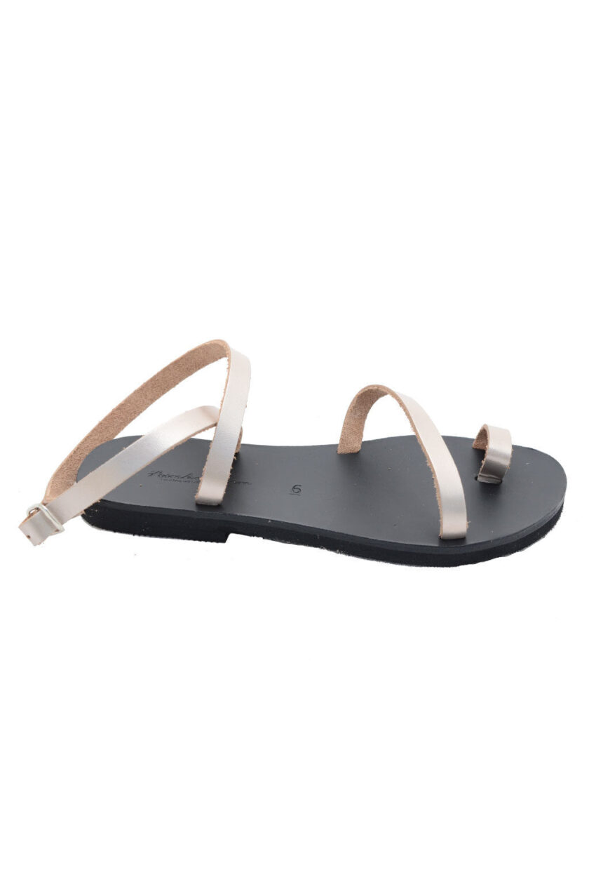 FUNKY NOMAD strappy sandals in metallic taupe leather