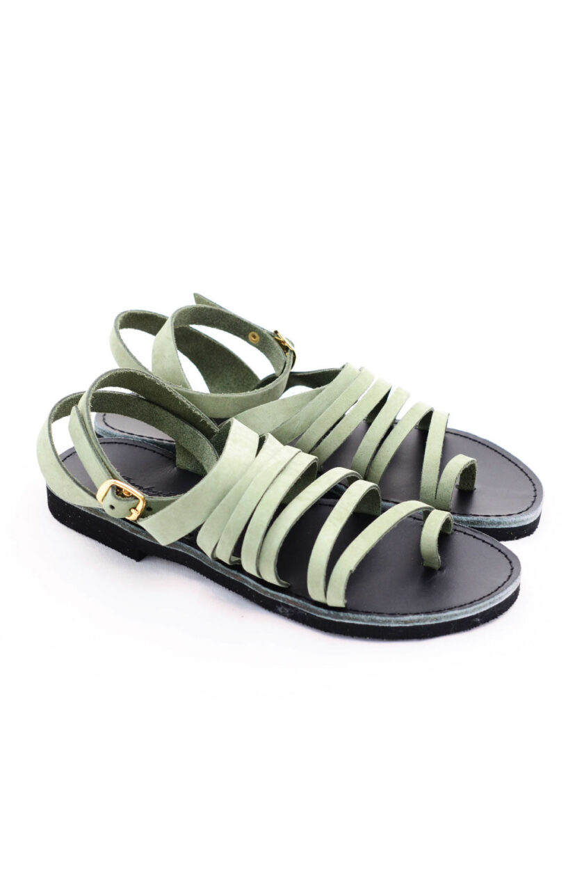 FUNKY FIT strappy sandals in green leather