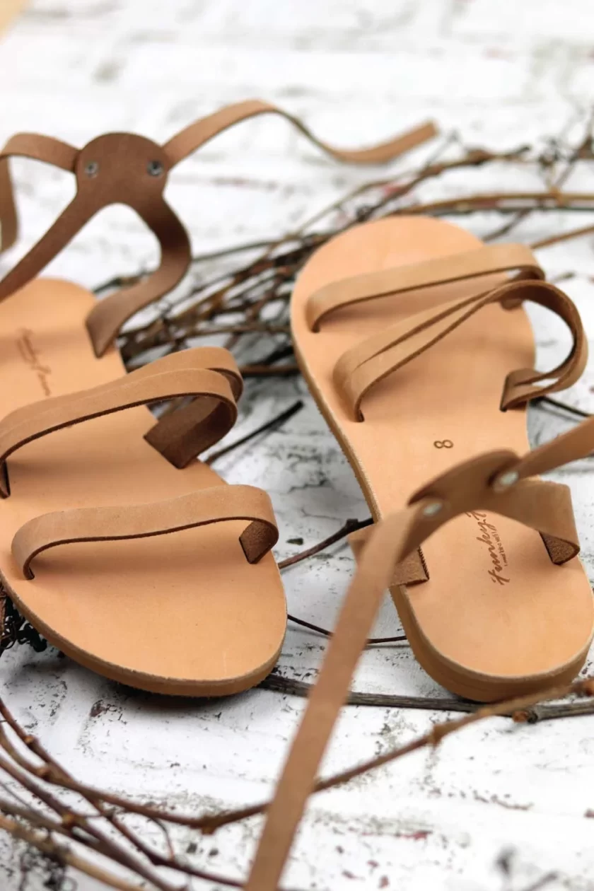 nude leather sandals for women